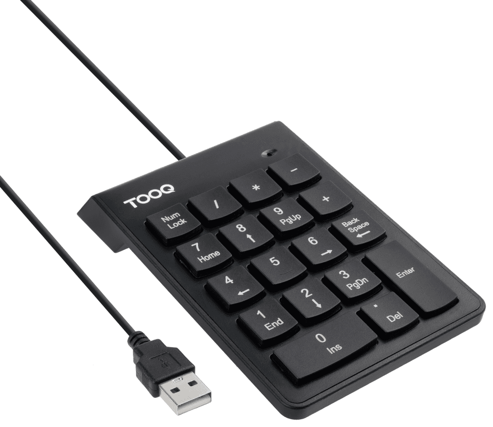 TooQ Teclado numérico USB, 19 teclas, Negro