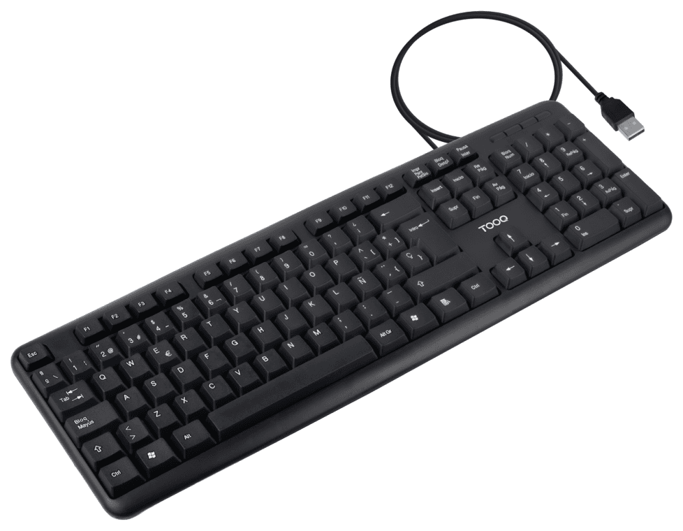 TooQ Teclado USB, 104 teclas, Negro