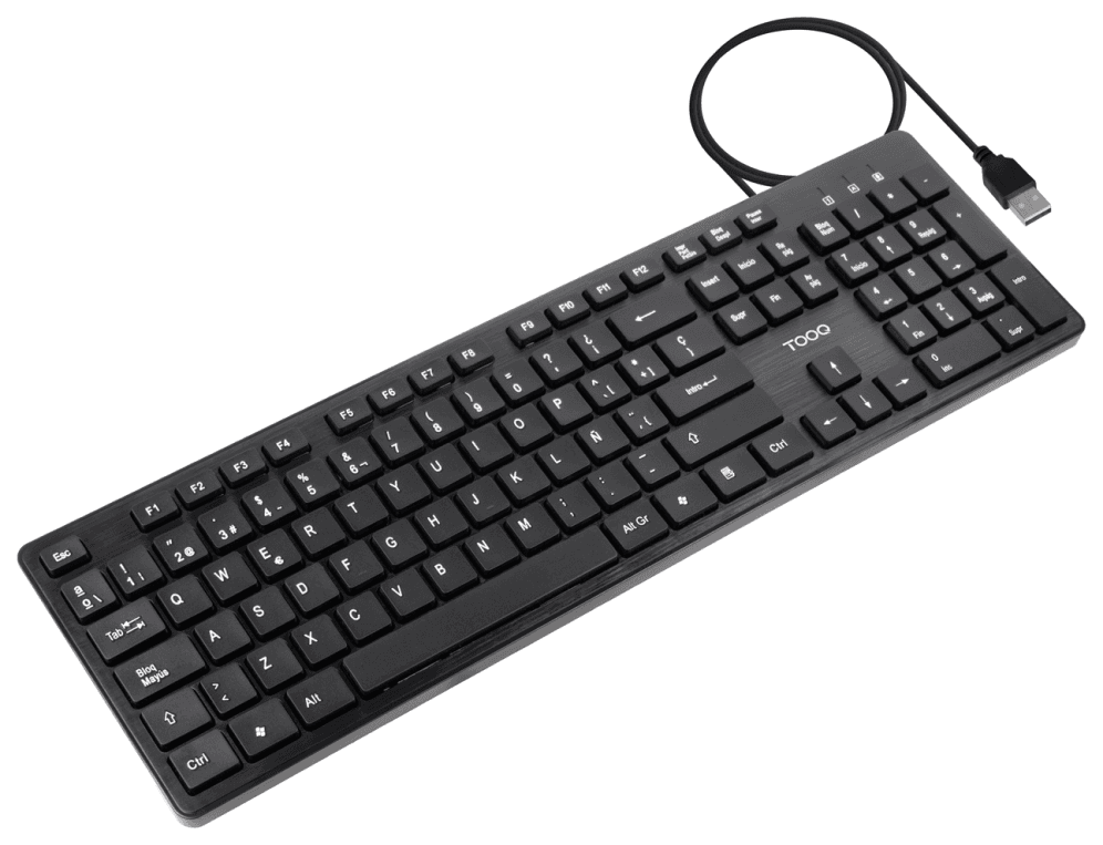 TooQ Teclado silencioso USB, 105 teclas, Negro