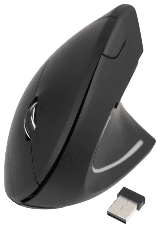 TooQ Ratón Inalámbrico Ergonómico Vertical 3200 DPI, 6 botones, Negro