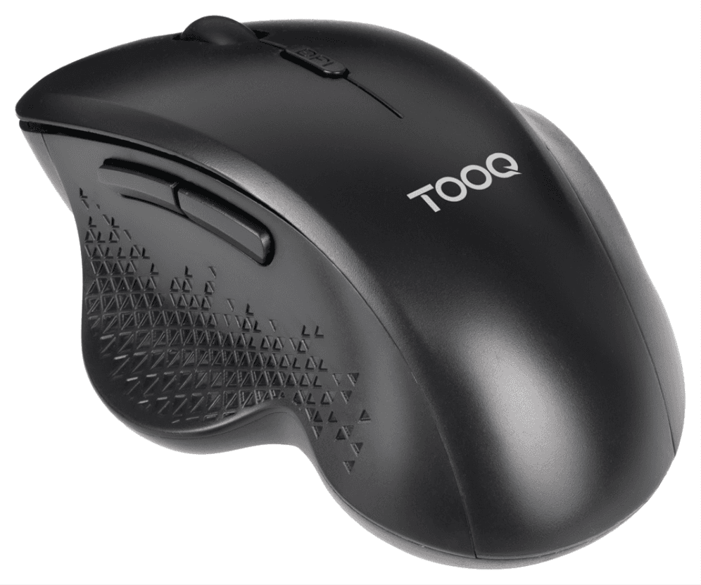 TooQ Ratón Inalámbrico Ergonómico 1600 DPI, 6 botones, Negro