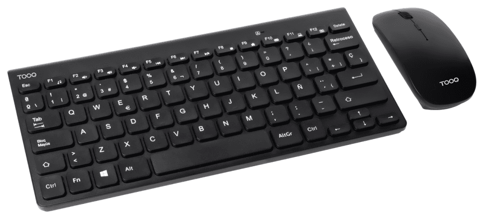 TooQ Teclado compacto + Ratón slim inalámbrico, Negro