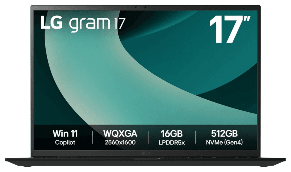 LG Gram 17Z90T Intel Core Ultra 7 255H Portátil 43,2 cm (17") WQXGA 32 GB LPDDR5x-SDRAM 1 TB SSD Wi-Fi 7 (802.11be) Windows 11 Home Español Negro