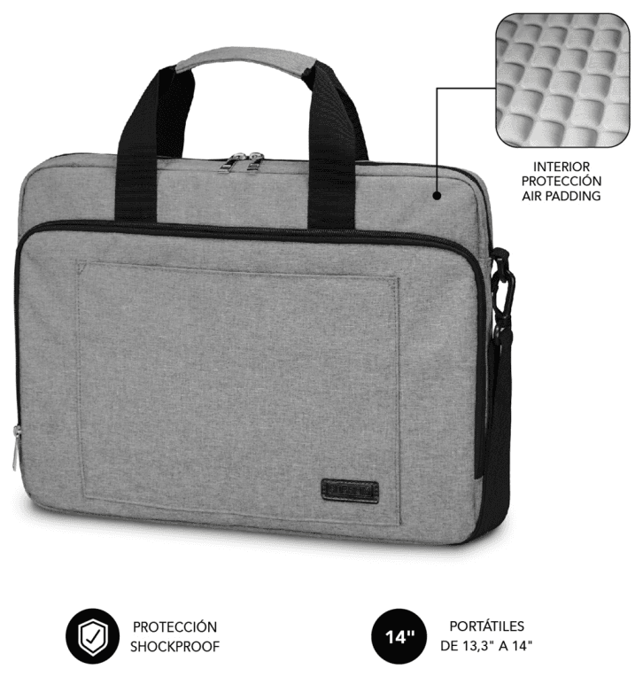 SUBBLIM Maletín Ordenador Air Padding Laptop bag 13,3-14" Grey