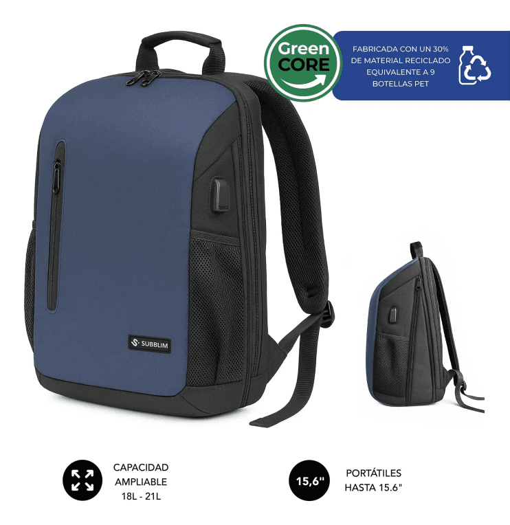 SUBBLIM Nomad Xpand Air Padding mochila City backpack Azul Poliéster reciclado