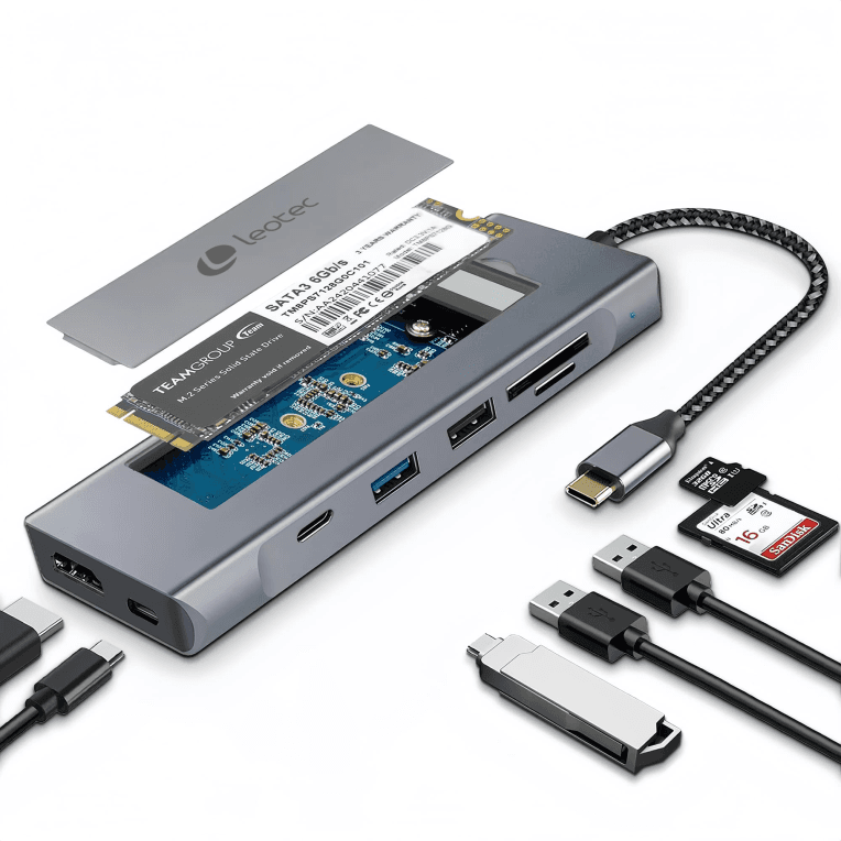 Leotec Docking Station 8 en 1 con ranura M.2 para SSD