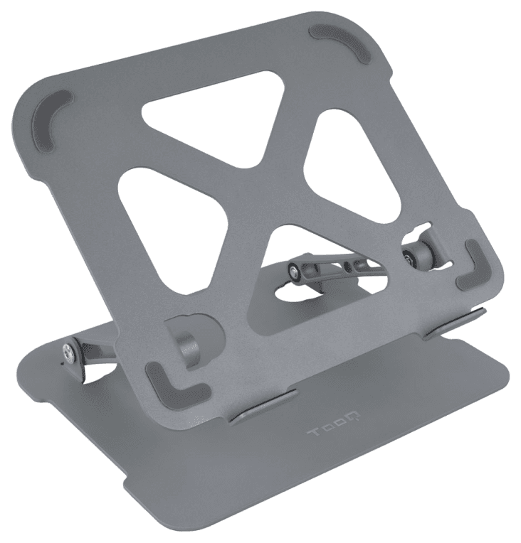 TooQ Soporte Elevador de Aluminio Ajustable Ergonómico para Portátiles, Gris