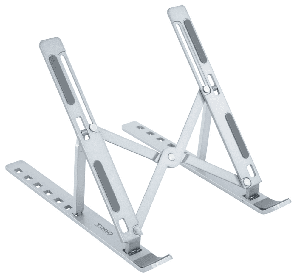 TooQ Soporte Elevador para Portátiles, Tablets, Móviles y Libros, Plata