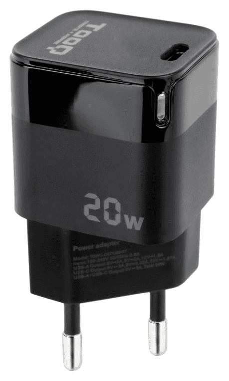 TooQ TQWC-PD20 cargador de dispositivo móvil Universal Negro Corriente alterna Carga rápida Interior