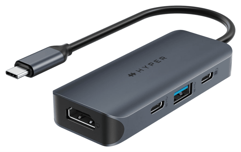 HYPER HD4001GL hub de interfaz USB 3.2 Gen 1 (3.1 Gen 1) Type-C 10000 Mbit/s Azul, Gris