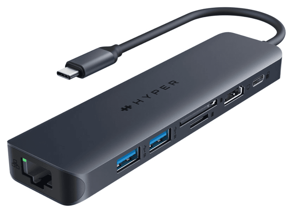 HYPER HD4003GL hub de interfaz USB 3.2 Gen 1 (3.1 Gen 1) Type-C 10000 Mbit/s Azul, Gris