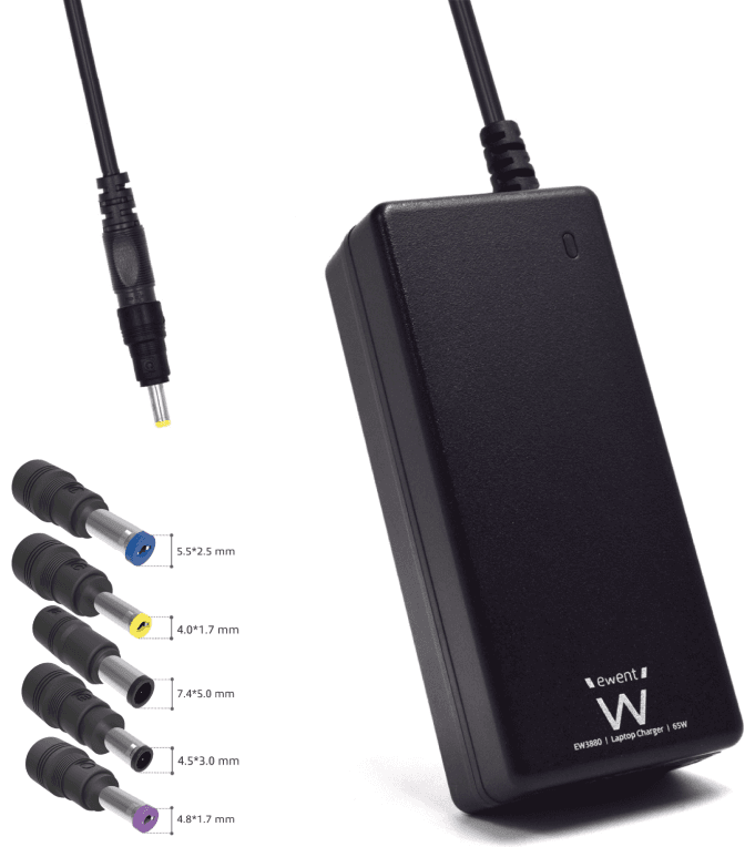 Ewent EW3898 adaptador e inversor de corriente Interior 65 W Negro