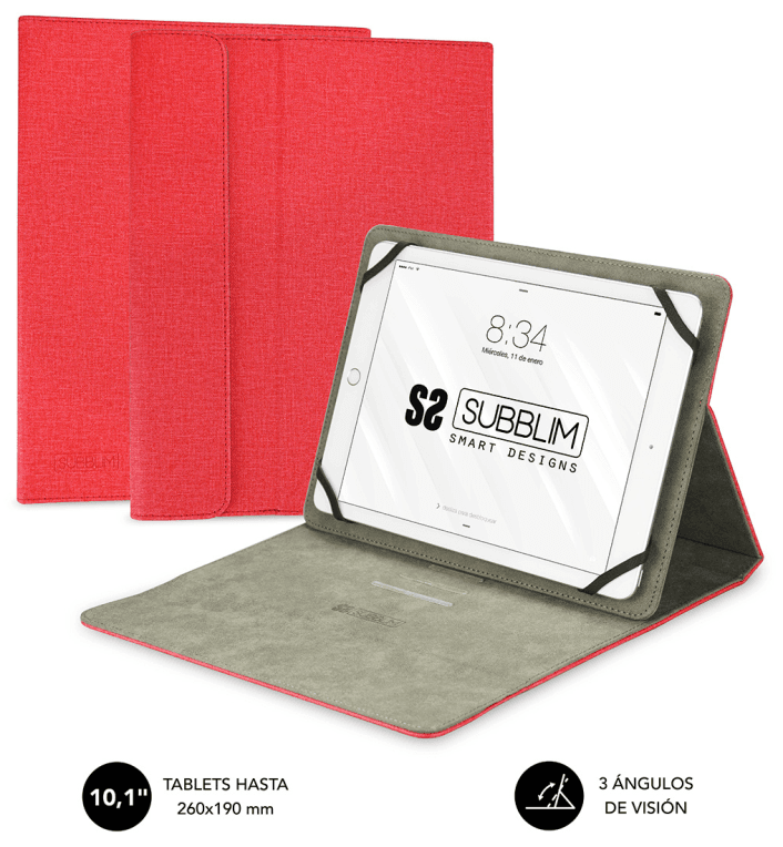 SUBBLIM Funda Tablet Clever Stand Tablet Case 10,1" Red