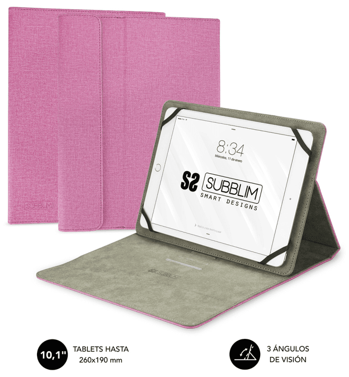 SUBBLIM Funda Tablet Clever Stand Tablet Case 10,1" Pink