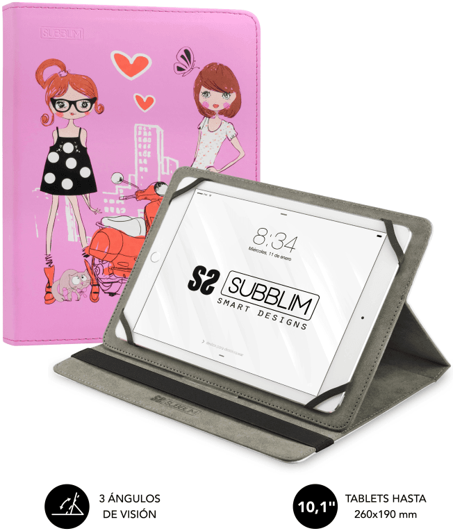 SUBBLIM Funda Tablet Universal TRENDY CASE FASHION GIRLS 10.1"
