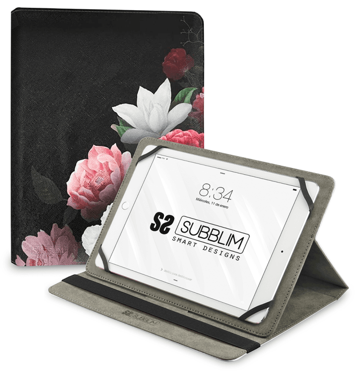 SUBBLIM Funda Tablet Universal TRENDY CASE ROSAS 11"