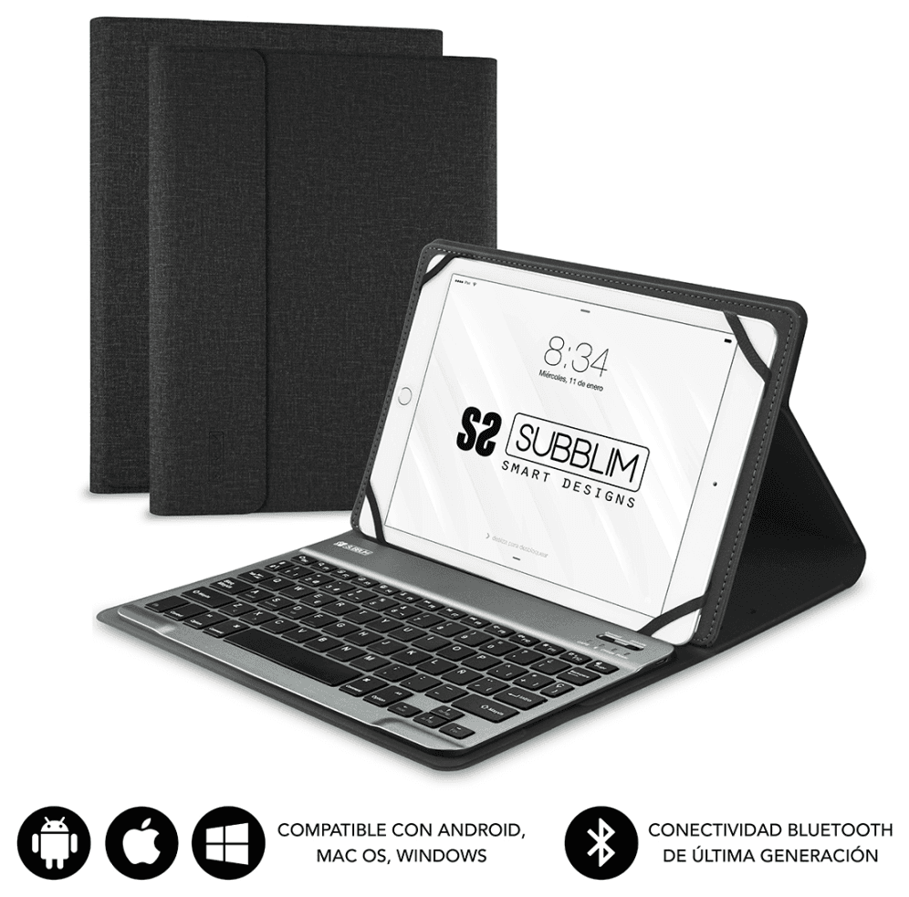 SUBBLIM Funda con Teclado KEYTAB PRO BLUETOOTH 10,1" Black
