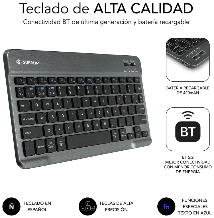 SUBBLIM SUBKT3-BTS070 funda para tablet 27,9 cm (11") Libro Negro