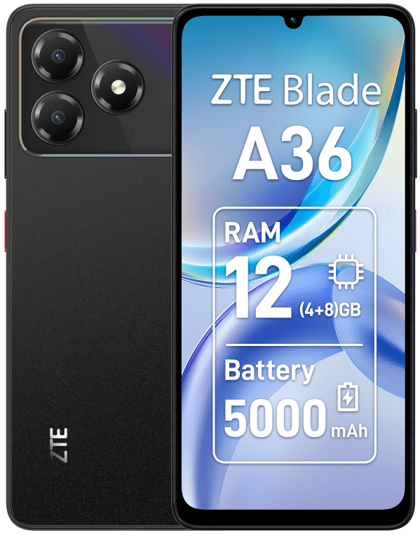 ZTE Blade A36 17,1 cm (6.75") SIM doble Android 15 4G USB Tipo C 4 GB 64 GB 5000 mAh Negro