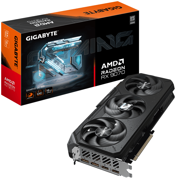 GIGABYTE Radeon RX 9070 GAMING OC 16G Tarjeta Gráfica - 16GB GDDR6, 256 bits, PCI-E 5.0, 2700 MHz Frecuencia Base, 2 x DisplayPort, 2 x HDMI, GV-R9070GAMING OC-16GD