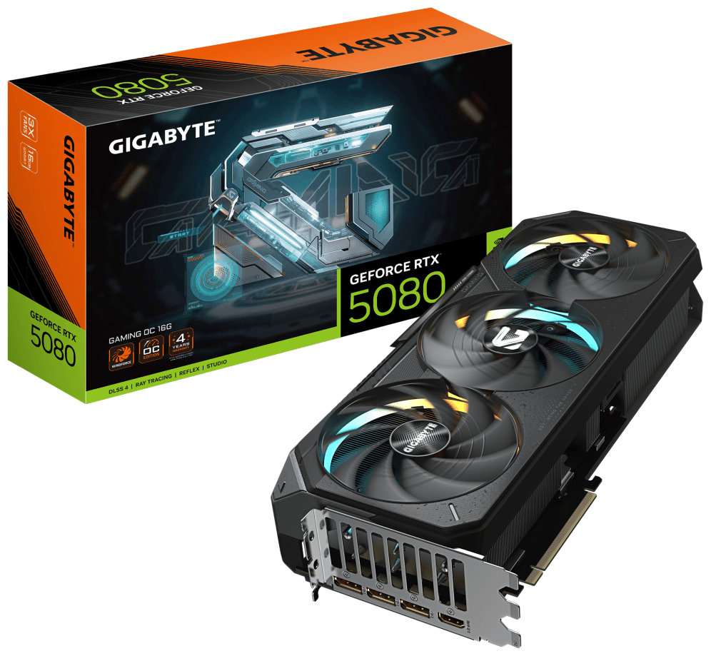 GIGABYTE GeForce RTX 5080 GAMING OC 16G Tarjeta Gráfica - 16GB GDDR7, 256 bits, PCI-E 5.0, 2730MHz Core Clock, 3 x DisplayPort, 1 x HDMI, GV-N5080GAMING OC-16GD