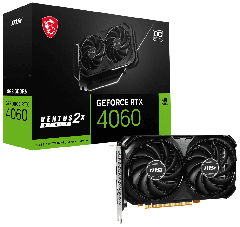 MSI VENTUS GEFORCE RTX 4060 2X BLACK 8G OC tarjeta gráfica NVIDIA 8 GB GDDR6
