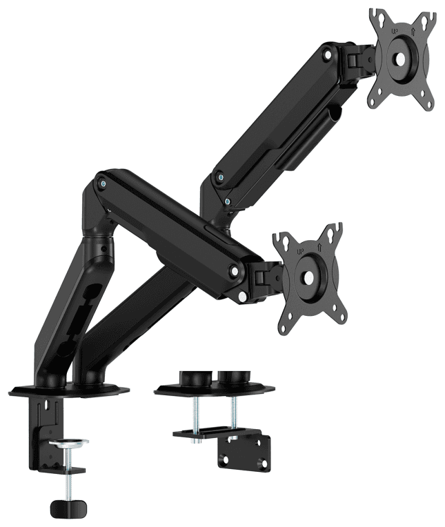 AISENS Soporte de Mesa Eco Contrapeso Giratorio e Inclinable para Monitor/TV 9kg (3 Pivotes, 2 Brazos) de 17-32, Negro