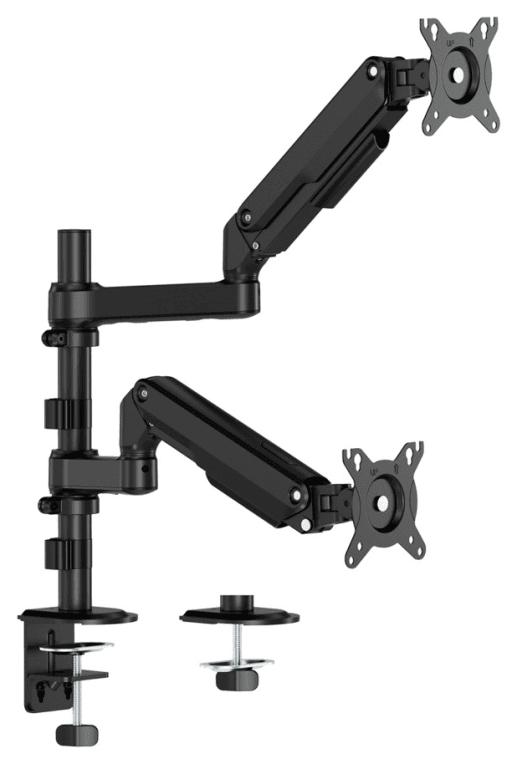 AISENS Soporte de Mesa Eco Contrapeso Giratorio e Inclinable Para Monitor/TV 9kg (3 Pivotes, 2 Brazos) de 17-32", Negro