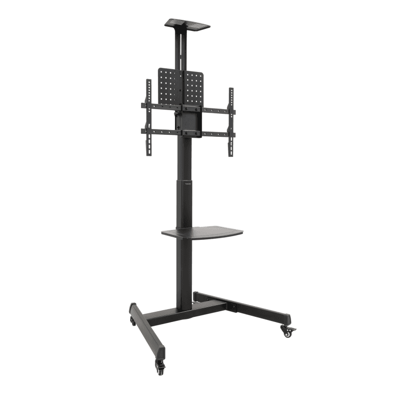 TooQ “COMETA” Soporte de Suelo con Ruedas con Regulación de Altura para Pantallas 37"- 70", Rotación 90°, Negro
