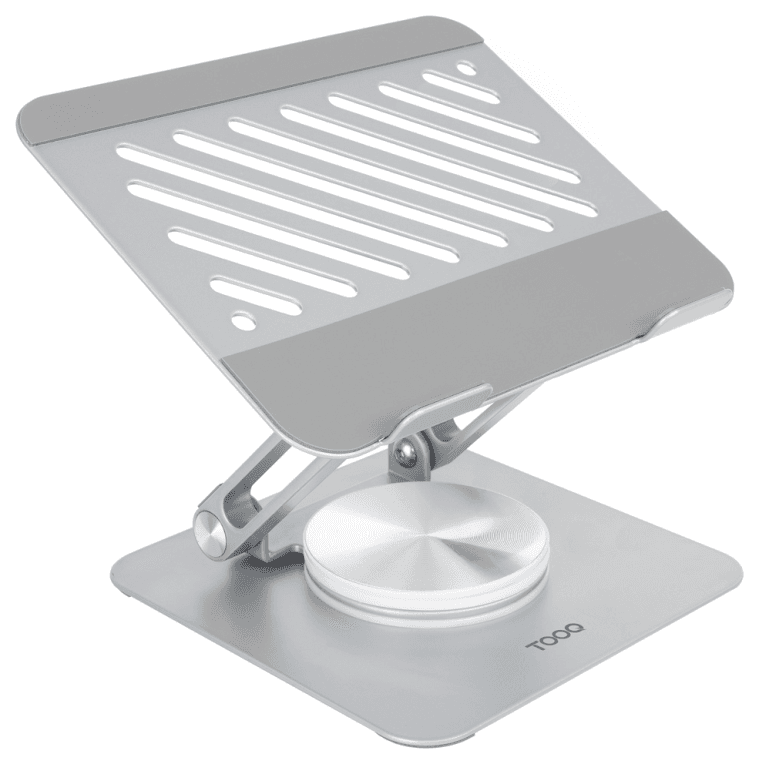 TooQ Soporte de Sobremesa con rotación 360° y ajustable para dispositivos de hasta 13”, Color Plata