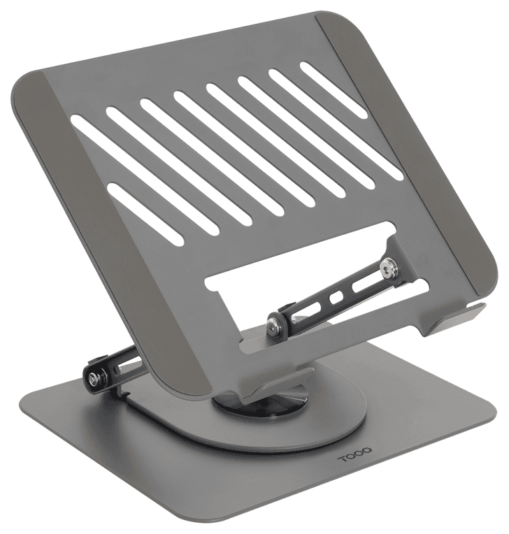 TooQ Soporte Elevador con rotación 360° y ajustable, para dispositivos de 11”-17”, Color Gris Oscuro