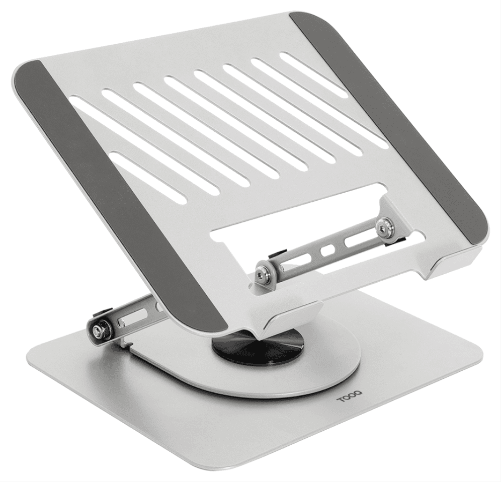 TooQ Soporte Elevador con rotación 360° y ajustable, para dispositivos de 11”-17”, Color Plata