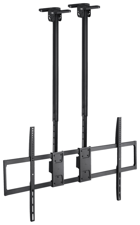 TooQ Soporte de Techo Extensible con doble mástil para Pantallas 60”-120", Negro
