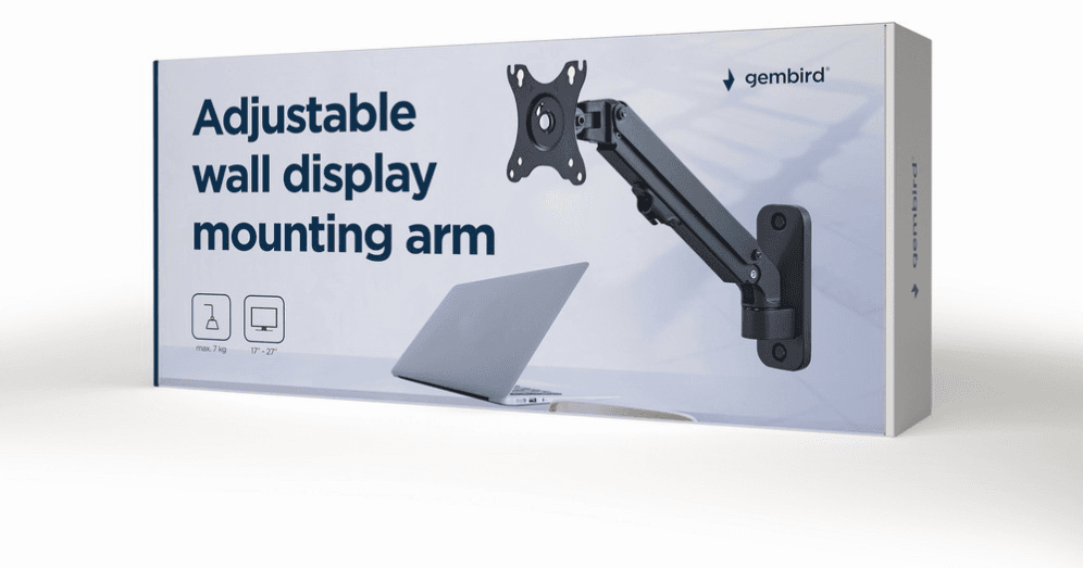 Gembird MA-WA1-01 soporte para monitor 68,6 cm (27") Pared Negro