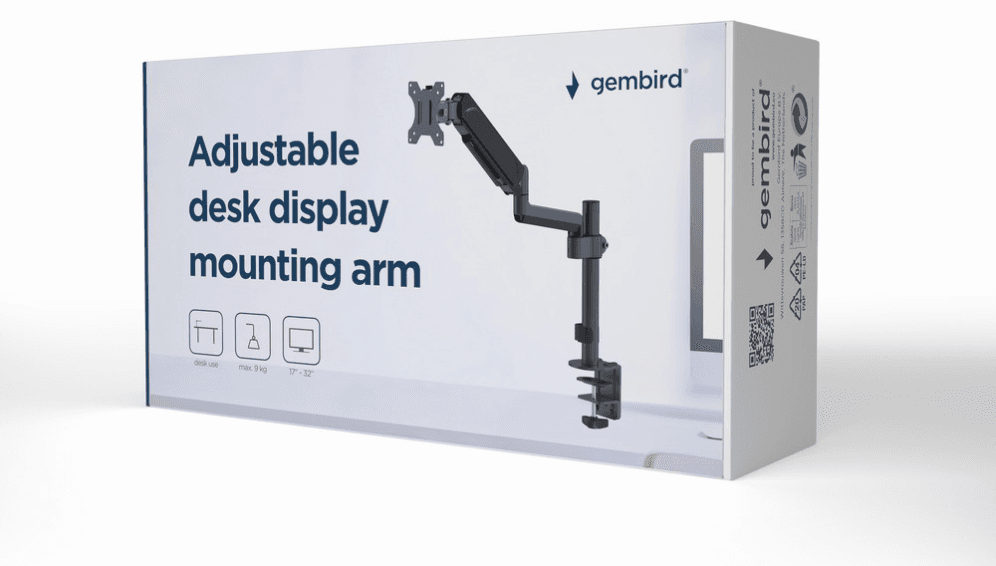 Gembird MA-DA1P-01 soporte para monitor 81,3 cm (32") Escritorio Negro