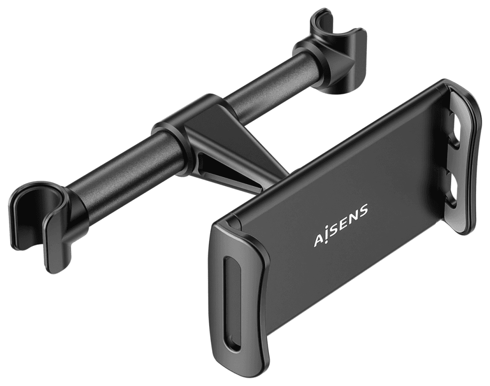 AISENS Soporte Coche Ajustable (1 Pivote) Para Reposacabezas Para Telefono / Tablet, Negro