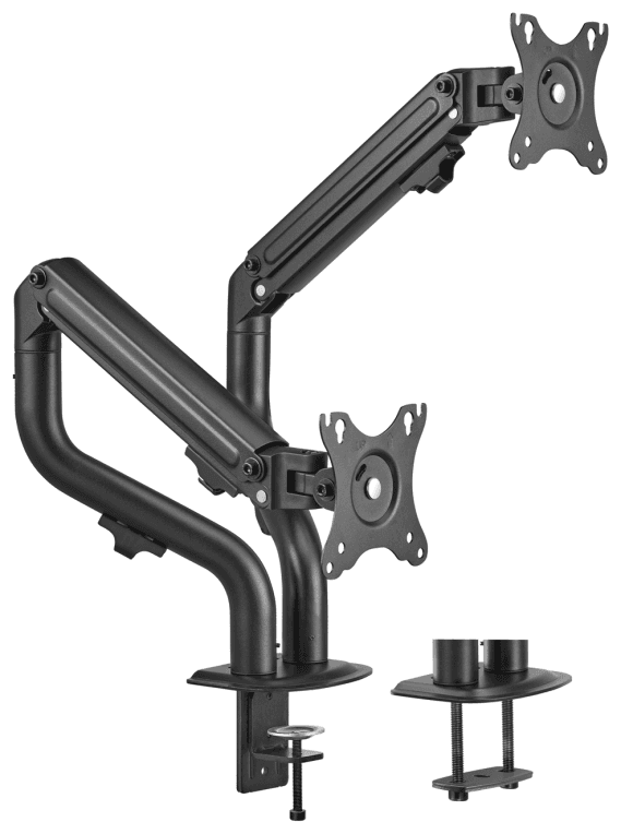 AISENS Soporte de Mesa ECO Contrapeso Giratorio e Inclinable para Monitor/TV 8Kg (3 Pivotes, 2 Brazos) de 17-32, Negro