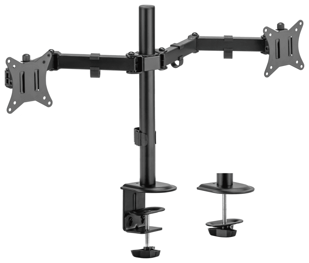 AISENS Soporte de Mesa ECO Giratorio e Inclinable para Monitor/TV 9Kg (3 Pivotes, 2 Brazos) de 17-32, Negro