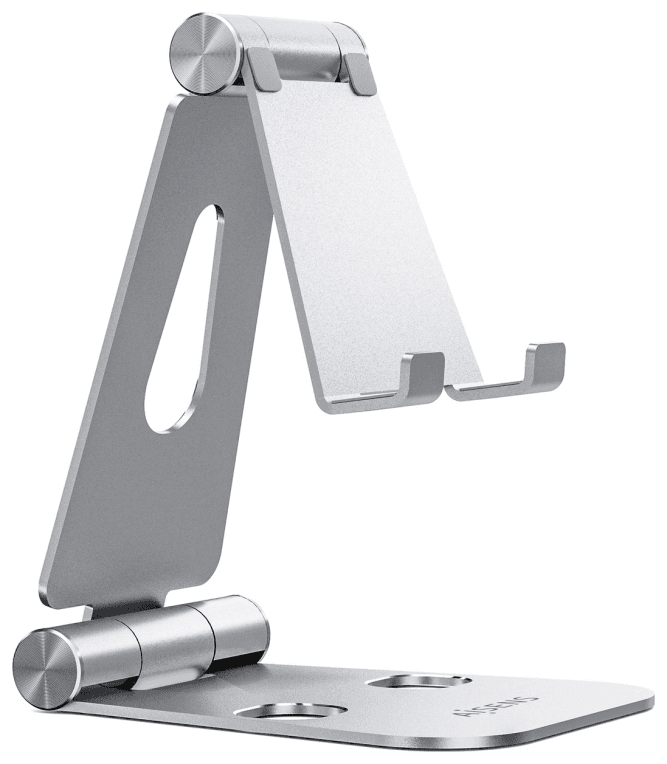 AISENS Soporte De Sobremesa Tamaño XL Ajustable (2 Pivotes) Para Movil / Tablet, Plata