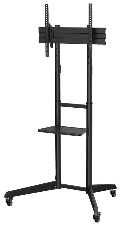 AISENS Soporte de Suelo ECO con Rueda, Bandeja para DVD para Monitor/TV 50Kg de 37-70, Negro