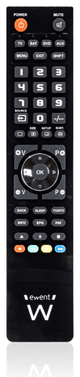 Ewent EW1570 mando a distancia DTT, DVD/Blu-ray, Proyector, SAT, STB, Altavoz para barra de sonido, TV, Universal, VCR Botones