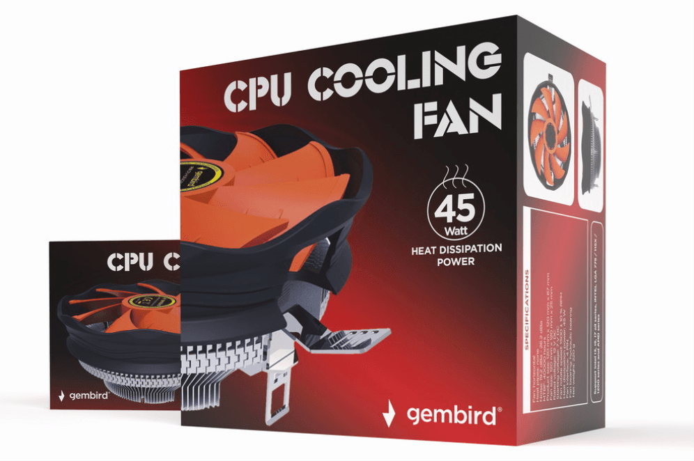 Gembird CPU-HURACAN-X30 sistema de refrigeración para ordenador Procesador Refrigerador de aire 12 cm Negro, Naranja