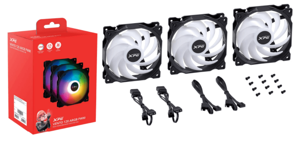 XPG VENTO 120 ARGB PWM Carcasa del ordenador Ventilador 12 cm 3 pieza(s)