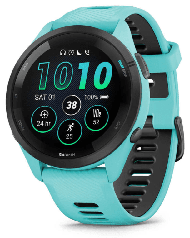 Garmin Forerunner 265 3,3 cm (1.3") AMOLED 46 mm Digital 416 x 416 Pixeles Pantalla táctil Negro, Azul Wifi GPS (satélite)
