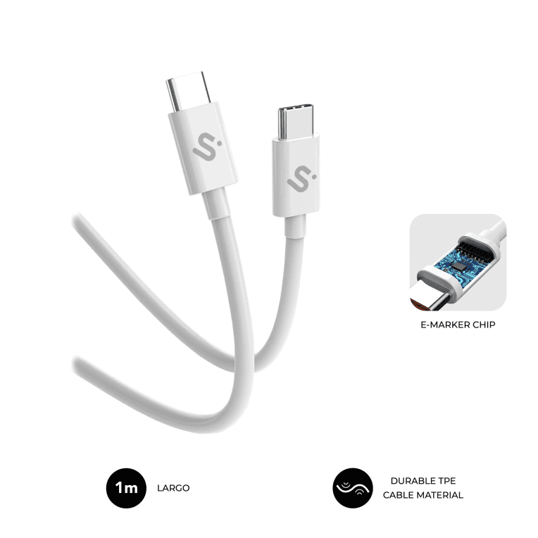 SUBBLIM CABLE PLUS 100W C-C 1m WHITE