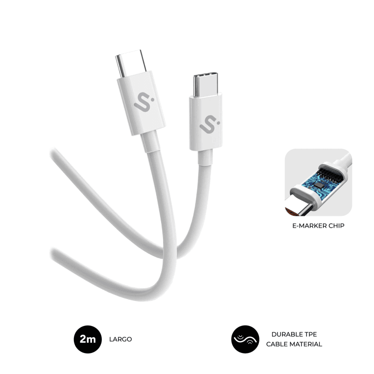 SUBBLIM CABLE PLUS 100W C-C 2m WHITE