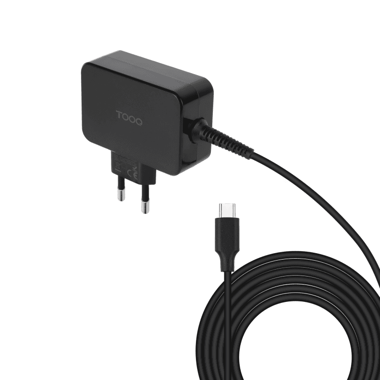 TooQ Cargador de portátil GAN USB-C PD 45W, Negro