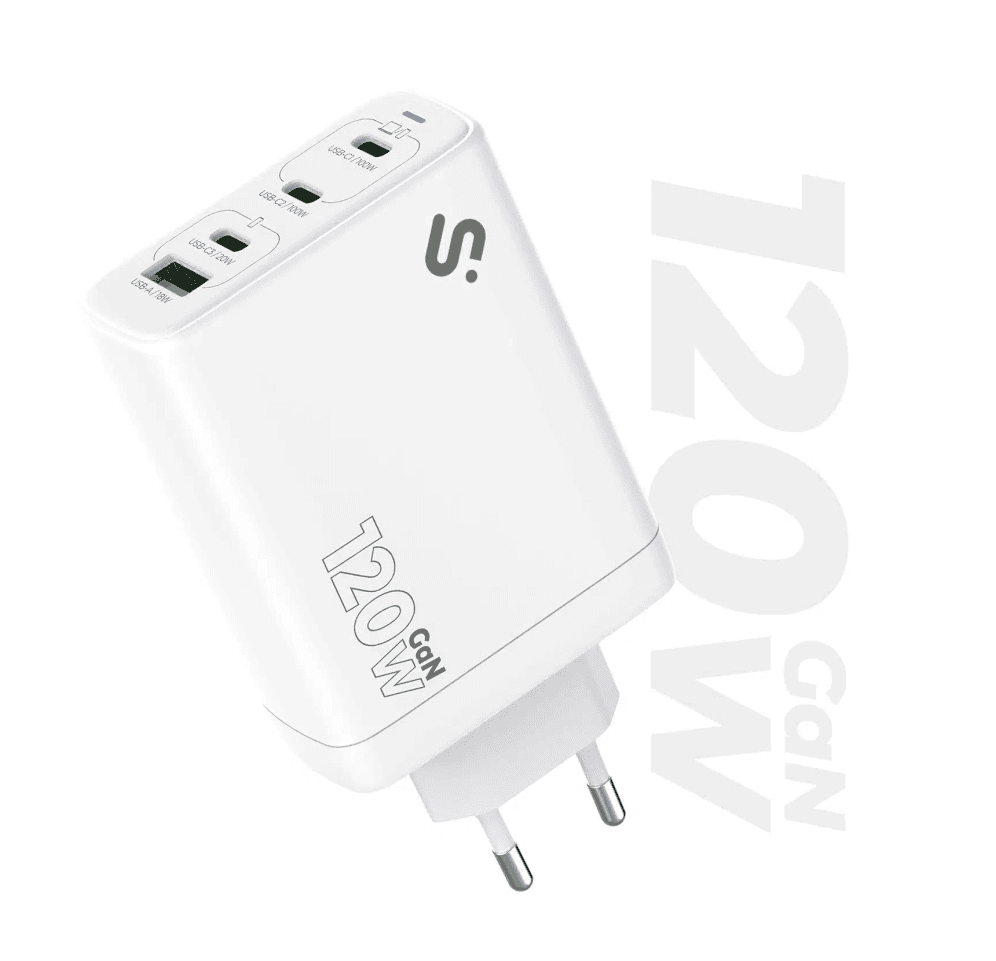 SUBBLIM Cargador GaN 120W USB-C, 4 Puertos (3x USB-C + 1x USB-A)