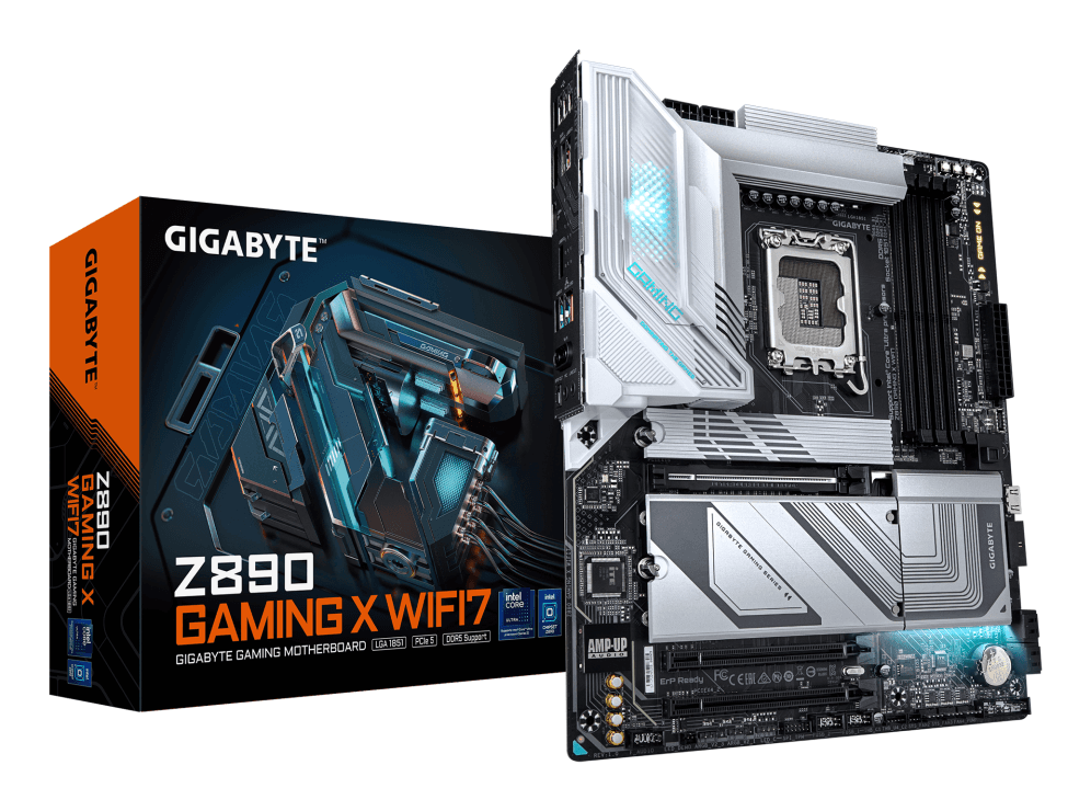 GIGABYTE Placa base Z890 GAMING X WIFI7 - Compatible con CPUs Intel Core Ultra (Serie 2), VRM de 16+1+2 fases, hasta 8800MHz DDR5 (OC), 1xPCIe 5.0 + 3xPCIe 4.0, Wi-Fi 7, LAN 2.5GbE, USB 4