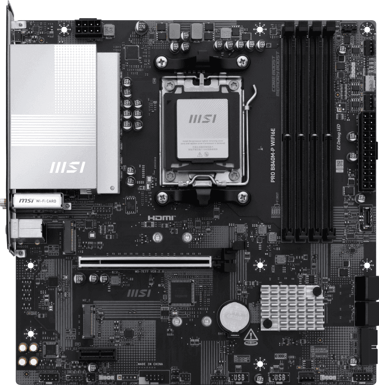 MSI PRO B840M-P WIFI6E placa base AMD B840 Zócalo AM5 micro ATX